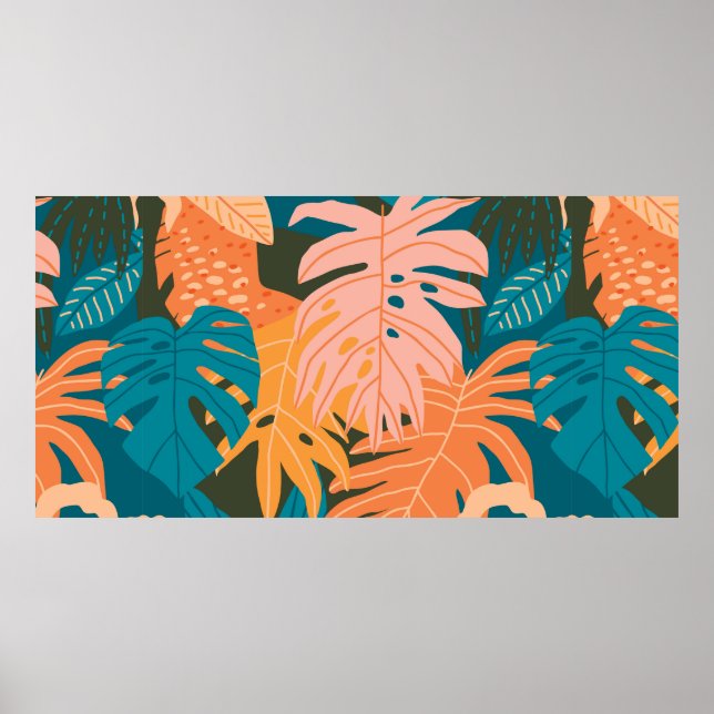 Colorful tropical leaves pattern poster (Front)