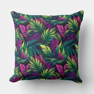 Colorful Tropical Leaves Pillow