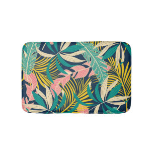Colorful tropical leaves: summer pattern. bath mat