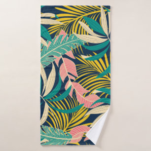 Colorful tropical leaves: summer pattern. bath towel