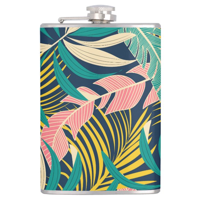 Colorful tropical leaves: summer pattern. flask (Front)