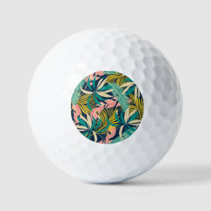 Colorful tropical leaves: summer pattern. golf balls