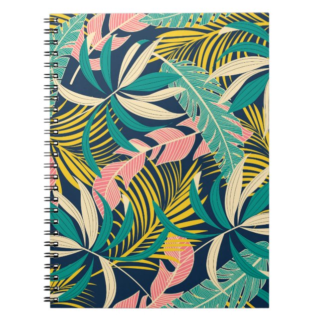 Colorful tropical leaves: summer pattern. notebook (Front)