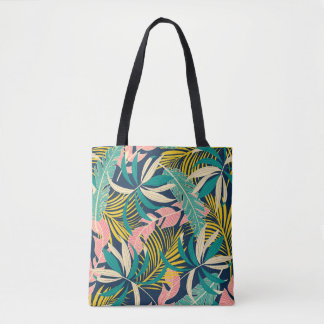 Colorful tropical leaves: summer pattern. tote bag