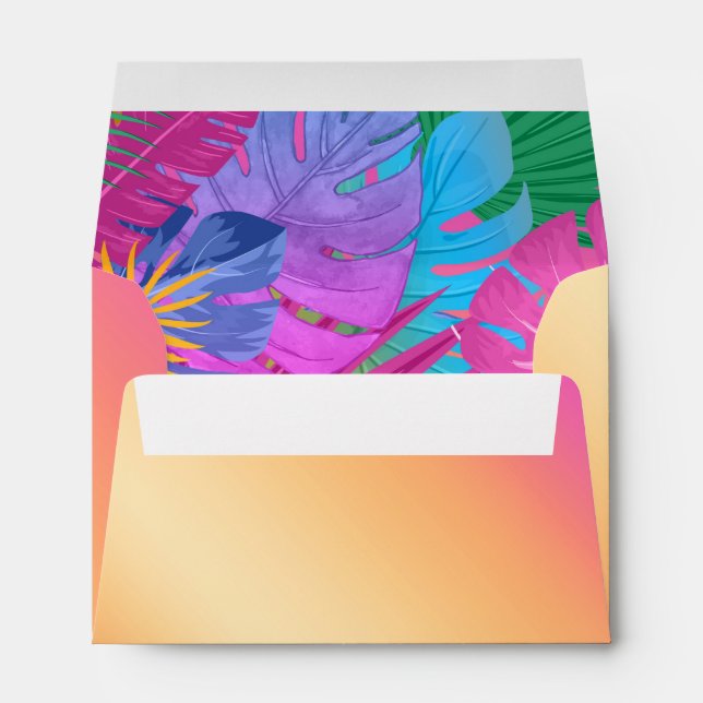 Colorful Tropical Leaves Sunset ID575 Envelope (Back (Bottom))