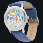 Colorful tropical life and animals pattern watch<br><div class="desc">Cute colorful tropical marine life and animals illustration. If you need any help customizing any of my designs,  contact ArtOnWear designer. Free text formatting with live help available by request.</div>