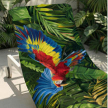 Colorful Tropical Macaw Beach Towel