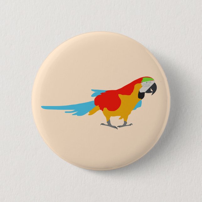 Colorful Tropical Macaw Button (Front)