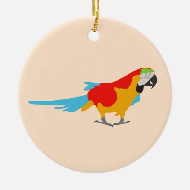 Colorful Tropical Macaw Ceramic Ornament (Front)