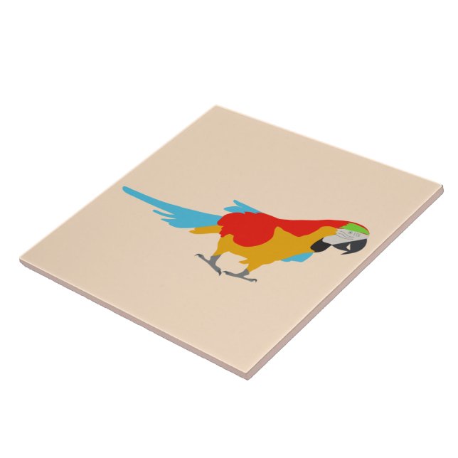 Colorful Tropical Macaw Ceramic Tile (Side)