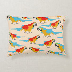 Colorful Tropical Macaw Pattern Accent Pillow