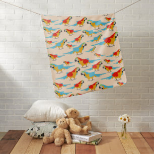 Colorful Tropical Macaw Pattern Baby Blanket