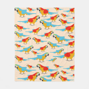 Colorful Tropical Macaw Pattern Fleece Blanket