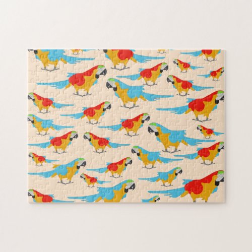 Colorful Tropical Macaw Pattern Jigsaw Puzzle