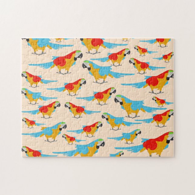 Colorful Tropical Macaw Pattern Jigsaw Puzzle (Horizontal)