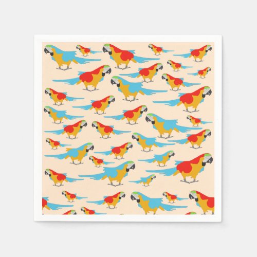 Colorful Tropical Macaw Pattern Napkins