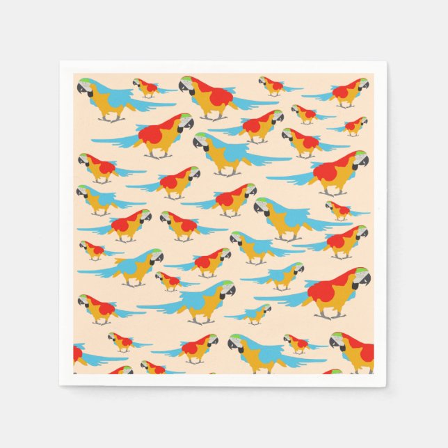 Colorful Tropical Macaw Pattern Napkins (Front)