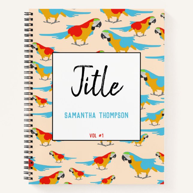 Colorful Tropical Macaw Pattern Notebook (Front)