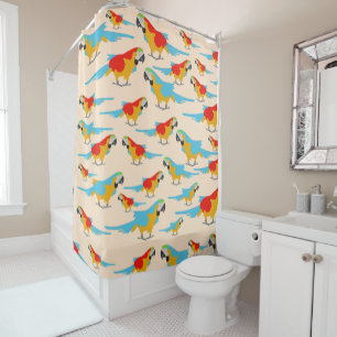 Colorful Tropical Macaw Pattern Shower Curtain