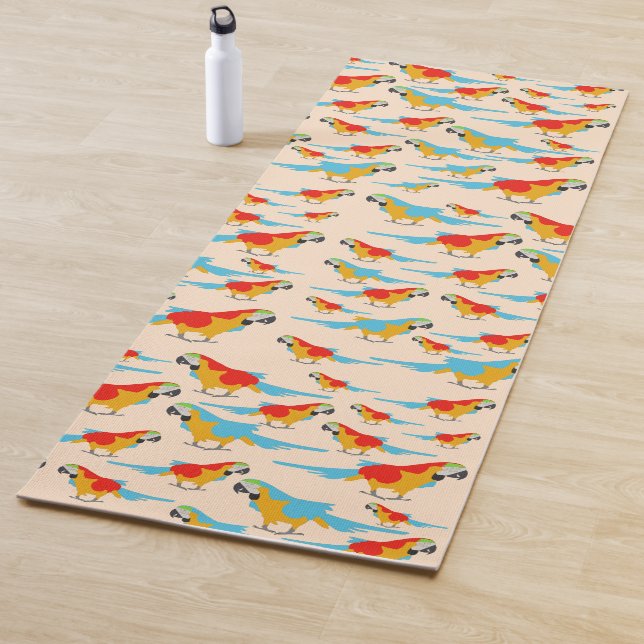 Colorful Tropical Macaw Pattern Yoga Mat (In Situ)
