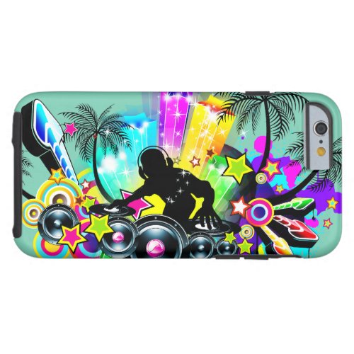 Colorful Tropical Music DJ  Sparkles Tough iPhone 6 Case