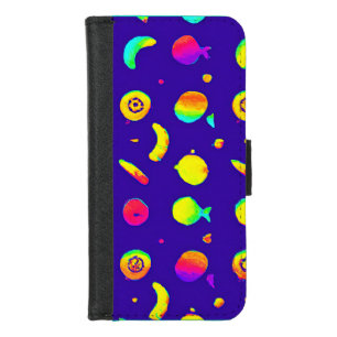 Colorful Tropical Neon Fruit Pattern iPhone 8/7 Wallet Case
