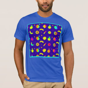 Colorful Tropical Neon Fruit Pattern T-Shirt