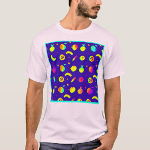 Colorful Tropical Neon Fruit Pattern T-Shirt
