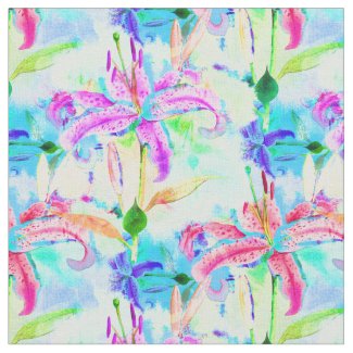 Colorful Tropical Orchids Fabric