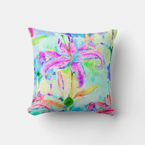 Colorful Tropical Orchids Throw Pillow