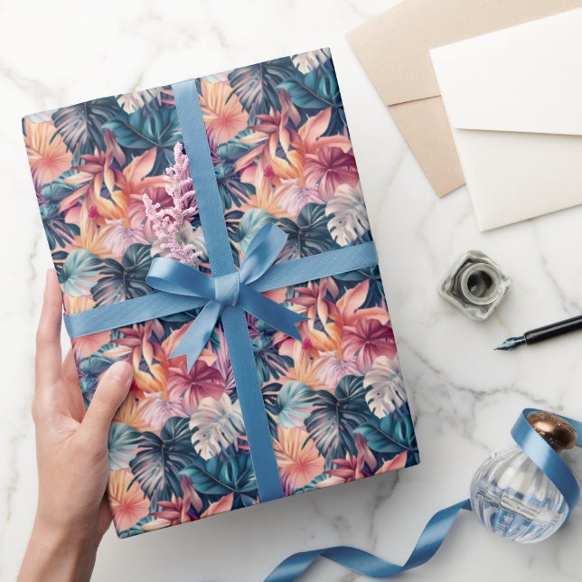 Colorful Tropical Palm Fronds Wrapping Paper (Gifting)