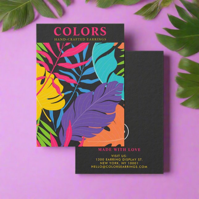 Colorful Tropical Palm Leaves Earrings Holder (Creator Uploaded)