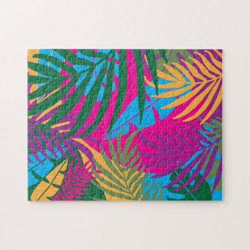 Colorful Tropical Palm Leaves Jigsaw Puzzle