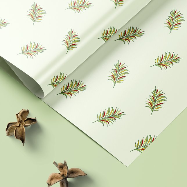 Colorful Tropical Palm Leaves Retro Wrapping Paper (Creator Uploaded)