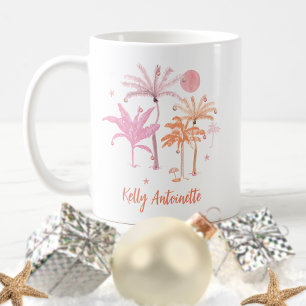 Colorful Tropical Palm Tree Christmas Personalized Coffee Mug