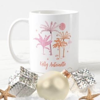 Colorful Tropical Palm Tree Christmas Personalized Coffee Mug