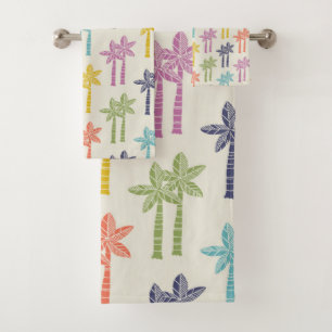 Colorful Tropical Palm Tree Pattern Bath Towel Set