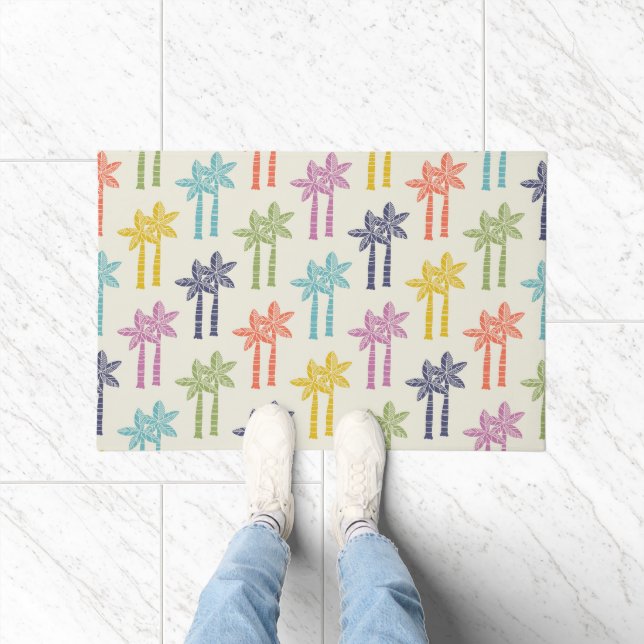 Colorful Tropical Palm Tree Pattern Doormat (Indoor)