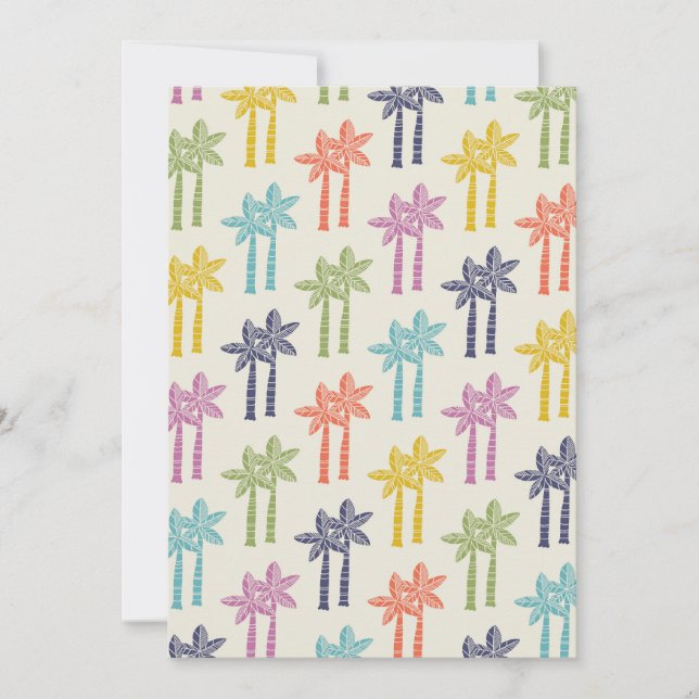 Colorful Tropical Palm Tree Pattern Invitation (Front)