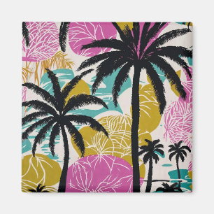 Colorful Tropical Palm Tree Pattern Magnet
