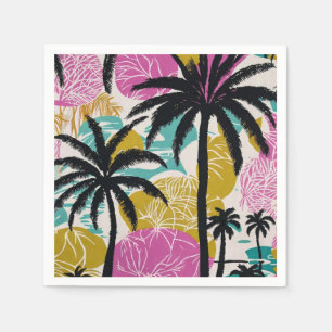 Colorful Tropical Palm Tree Pattern Napkins