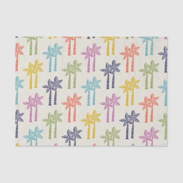 Colorful Tropical Palm Tree Pattern Tissue Paper (Front)