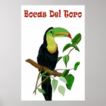 Colorful & Tropical Panamas Toucan Poster. Poster by yotigo at Zazzle