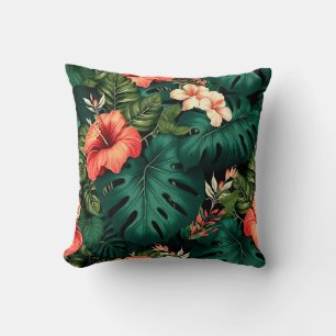 Colorful Tropical Paradise Hawaii Aloha Flowers Throw Pillow