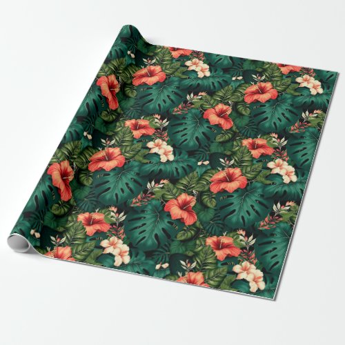 Colorful Tropical Paradise Hawaii Aloha Flowers Wrapping Paper