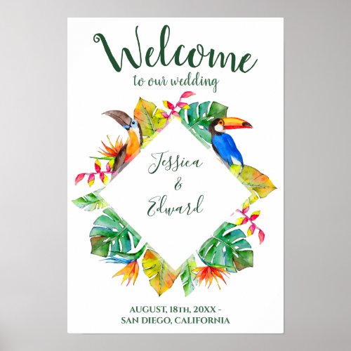 Colorful Tropical Paradise Luau Welcome Wedding Poster