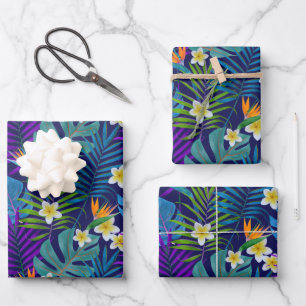 Colorful Tropical Paradise Plants Wrapping Paper Sheets