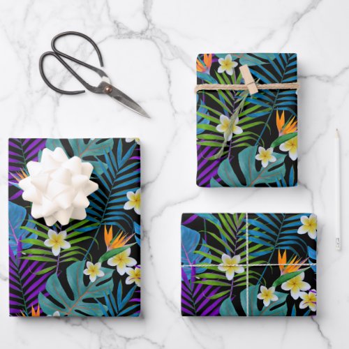 Colorful Tropical Paradise Plants Wrapping Paper Sheets