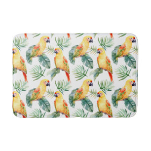 Colorful Tropical Parrot Bath Mat