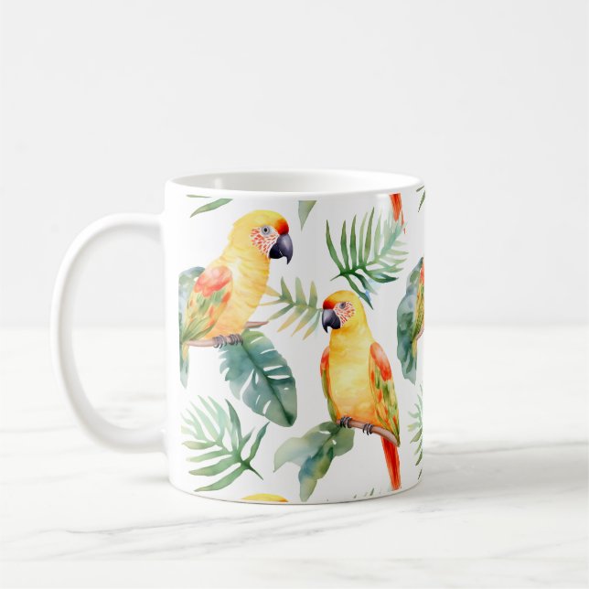 Colorful Tropical Parrot Coffee Mug (Left)